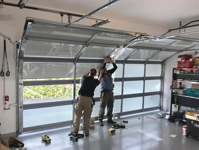 Bristol Garage Door Repair expert performing precise panel replacement on Bristol garage door